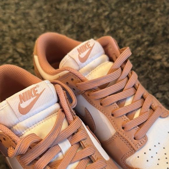 Nike Dunk Low Sneakers in White and Rose Whisper EUC 7 - Picture 13 of 14